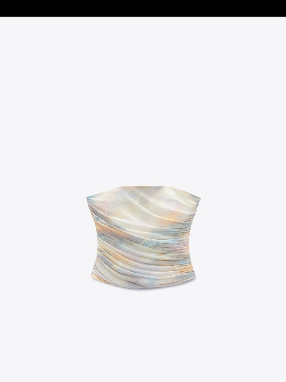 Zara Pastel Marble Strapless Ruched Top